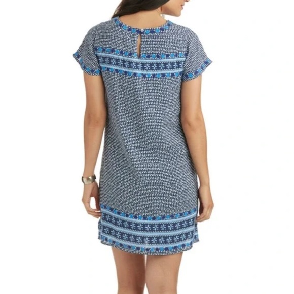 Vineyard Vines Dot Border Print Shift Dress Linen Blend Size 12 - Picture 2 of 11
